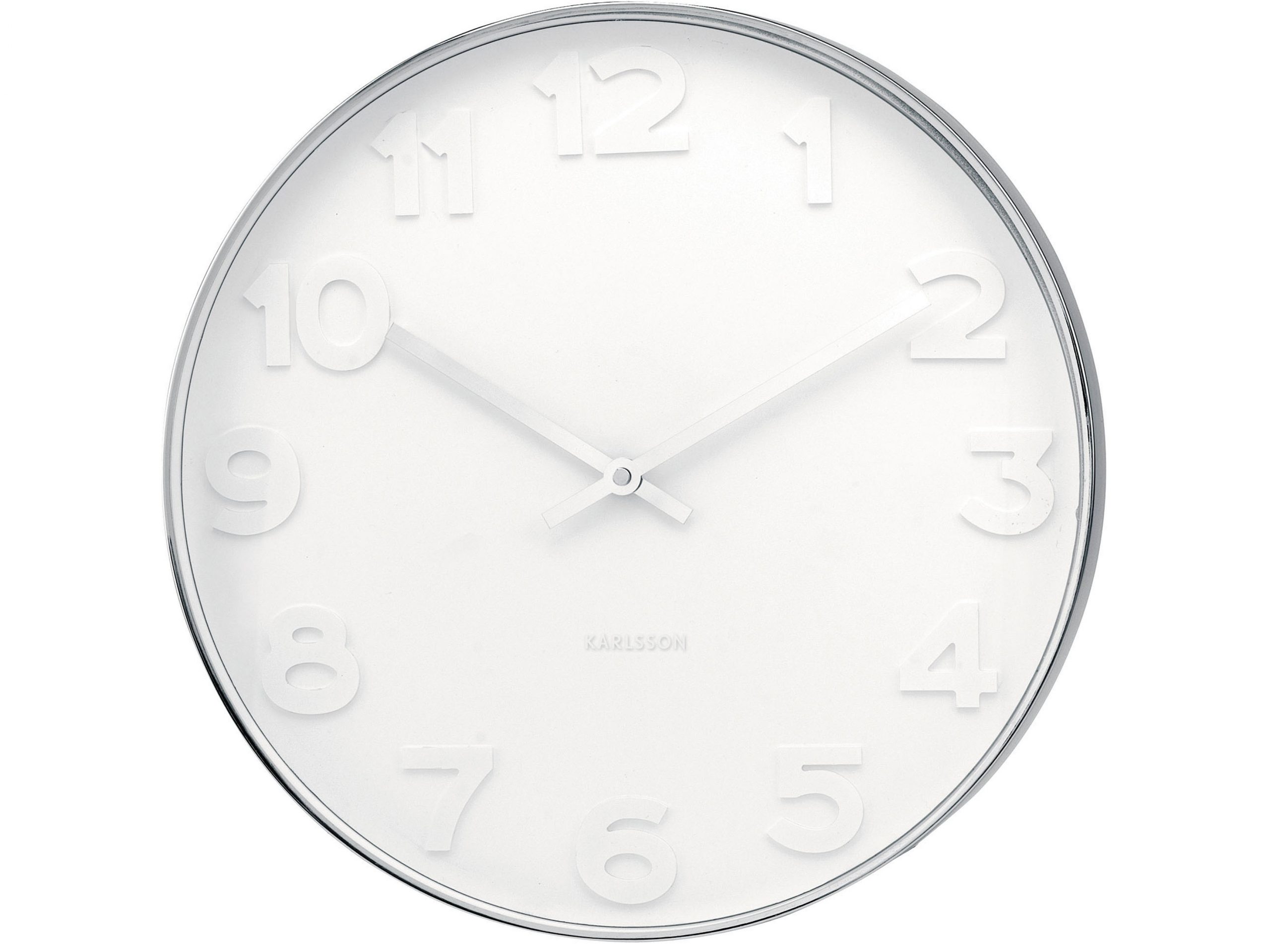 houder Reden Oost Karlsson - Wall Clock Mr. White ø51cm - Wandklok wit/silver - BijCees