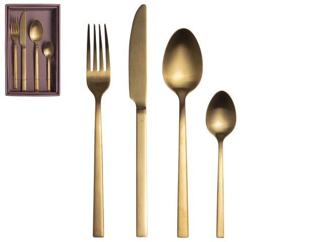 Grommen Chaise longue waterval Gusta - S/16 Bestek Goud - Cutlery set/16 Gold