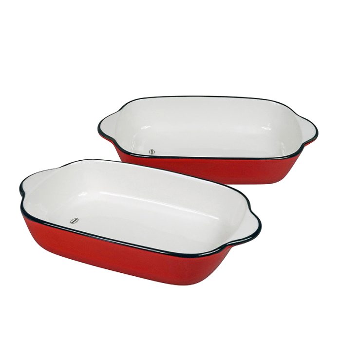 Cabanaz Oven Dish Rectangle Set/2 Scarlet Red 1 BijCees.nl