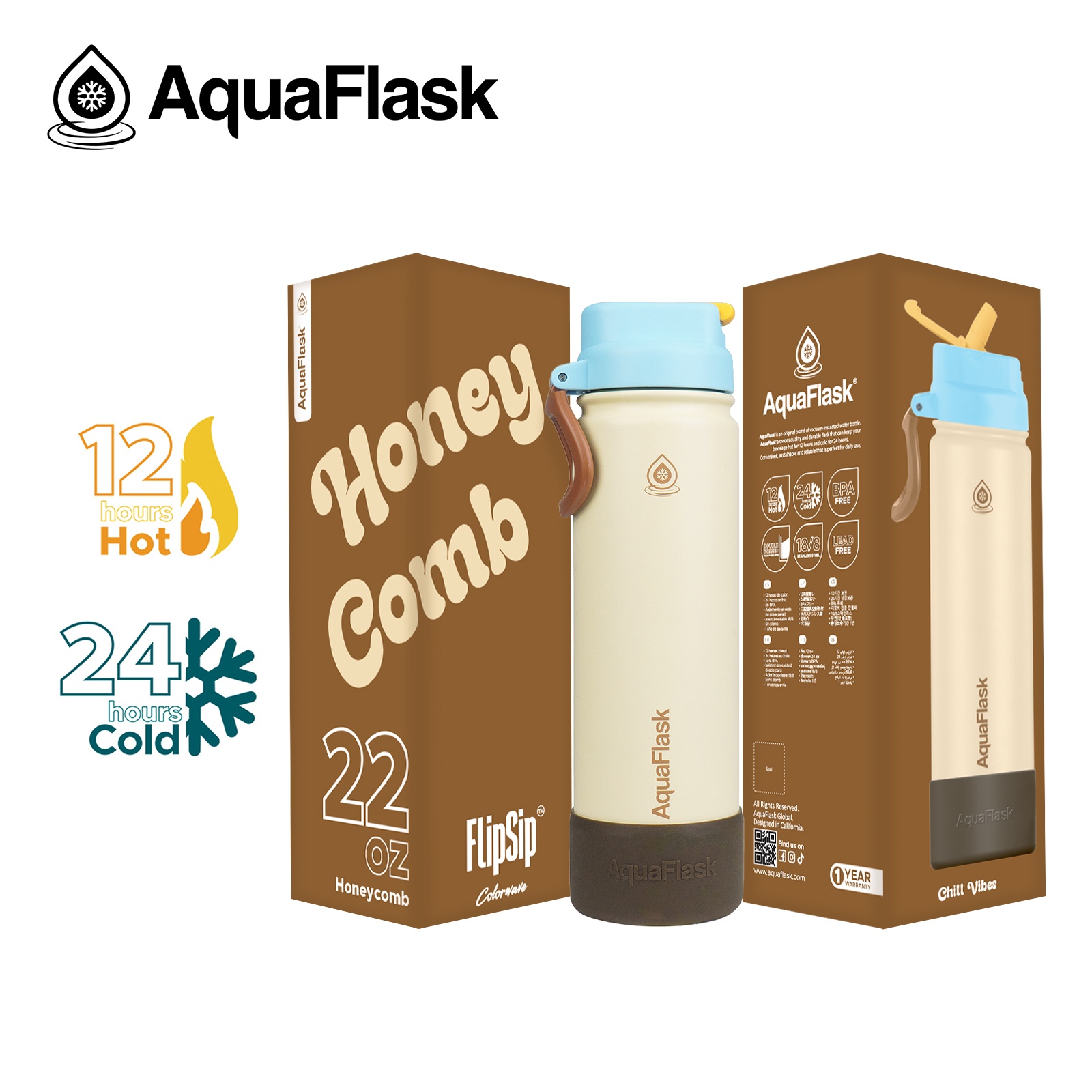AquaFlask Colorwave Flipsip 650ml (22oz) Cedarwood aquaflask.nl