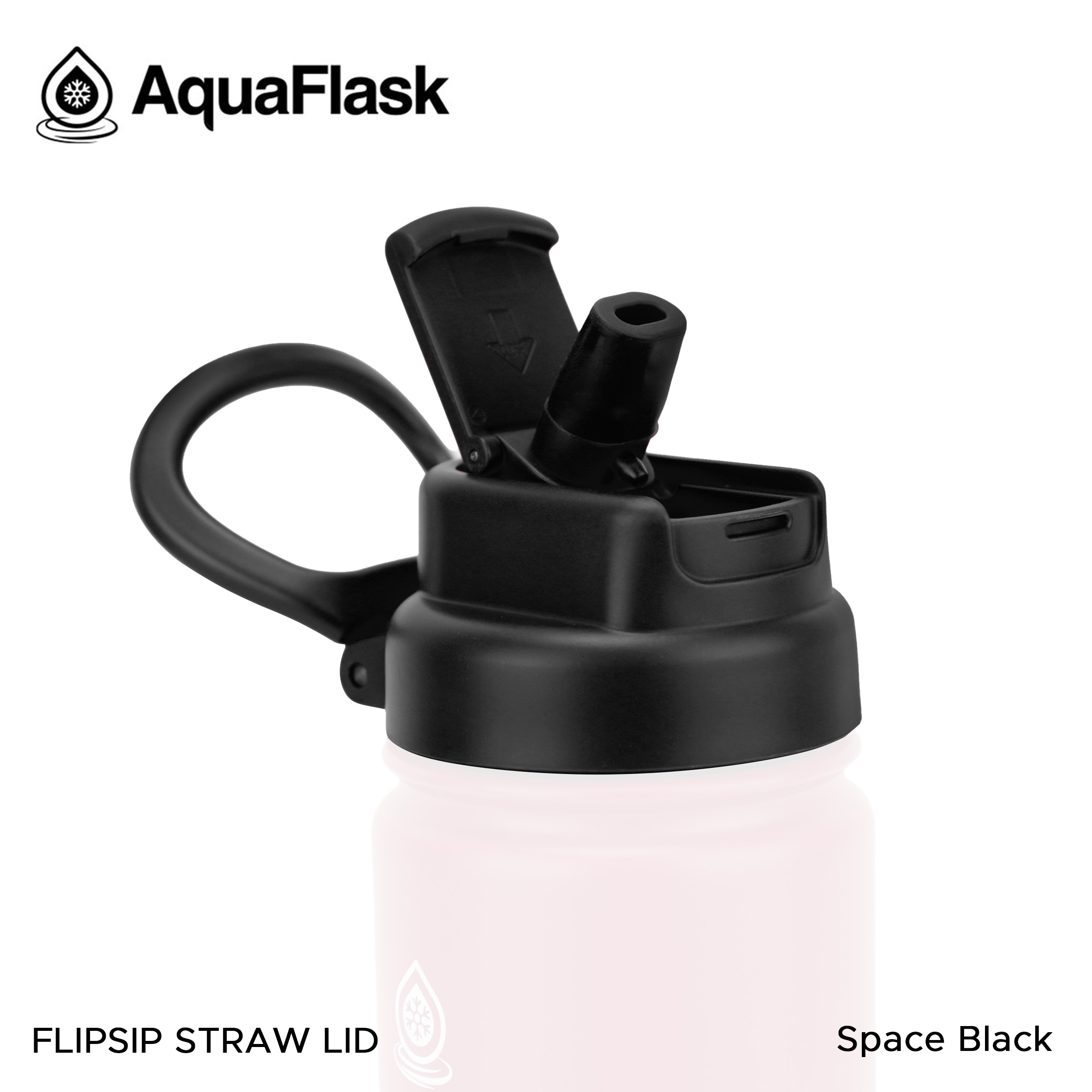 AquaFlask Flip Sip Straw Lid Space Black aquaflask.nl